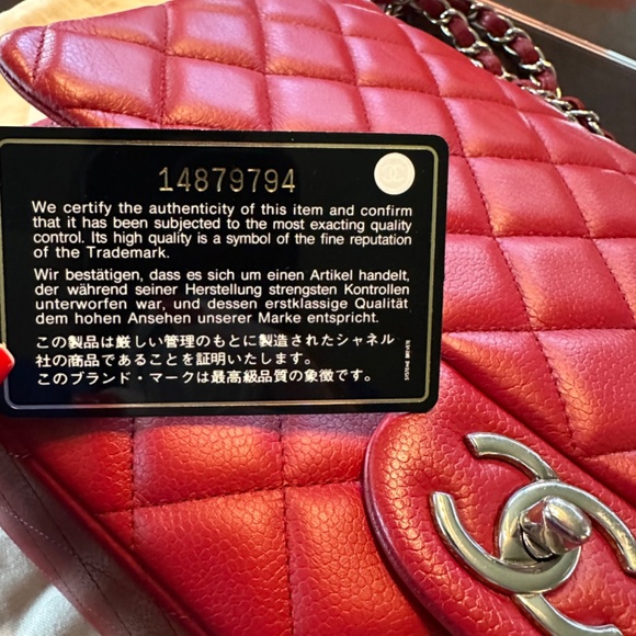 CHANEL Classic Maxi Double Flap Red Caviar on Silver W/Card GREAT CONDITION!!! - Picture 3 of 15